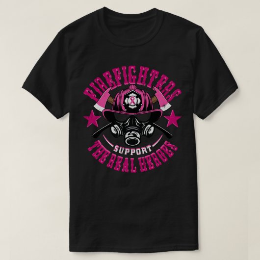 T-shirt Cancer du sein Service d'incendie Pompier Soutien (Design devant)