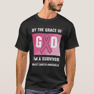 T-shirt Cancer du sein Survivant Par la grâce chrétienne d