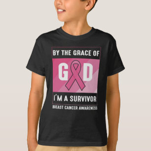 T-shirt Cancer du sein Survivant Par la grâce chrétienne d