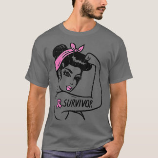 T-shirt Cancer du sein Survivant Rosie Riveter Pink Ribbon