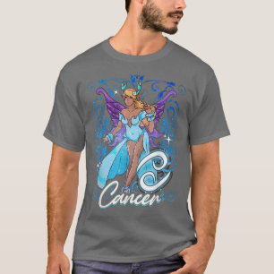 T-shirt Cancer Fée Zodiac Anniversaire Anime Fairies Noir