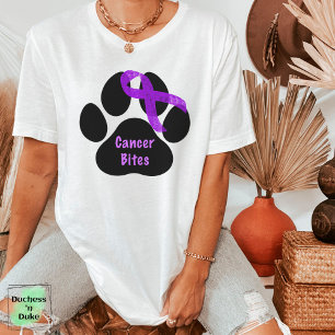 T-shirt Cancer Mord la Patte du Chien Ruban Violet pour le
