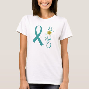 T-shirt Cancer ovarien d'espoir turquoise de ruban