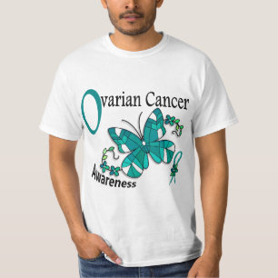 T-shirt Cancer ovarien du papillon 2 en verre souillé