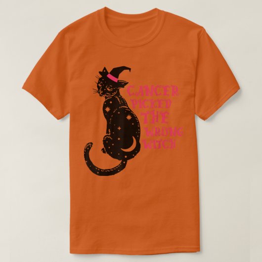 T-shirt Cancer Picked The Wrong Witch Breast Cancer Hallow (Design devant)