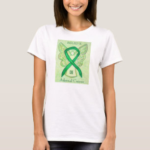 T-shirt Cancer surrénal Sensibilisation verte Ruban Angel 