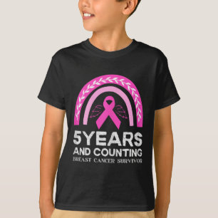 T-shirt Cancer Survivant Tee 5 ans Cancer Sans Rose Rainb