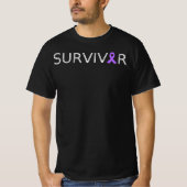T-shirt Cancer testiculaire survivant, avec ruban violet (Devant)