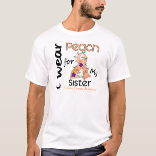 T-shirt Cancer utérin je porte la pêche pour ma soeur 43