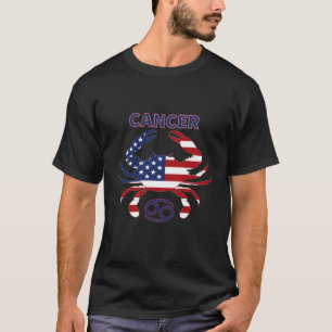 T-shirt Cancer Zodiaque Drapeau Américain Crabe Patriotiqu