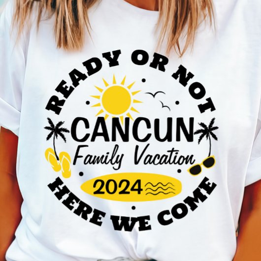 T-shirt Cancun Famille de vacances personnalisable