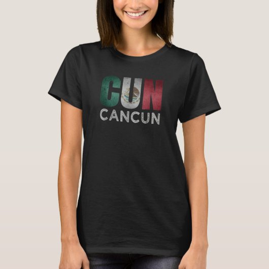 T-shirt Cancun Mexico Flag Mexican Roots Airport Code Cun  (Devant)