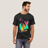 T-shirt Cancun Mexique 80s Tropical Summer Beach Palm Tree (Devant entier)