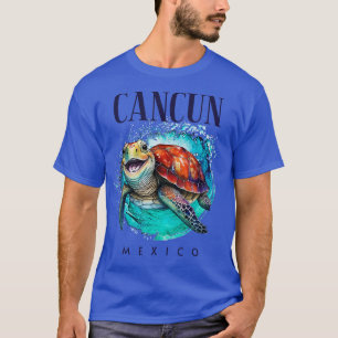 T-shirt Cancun Mexique Aquarelle Joyeuse tortue de mer