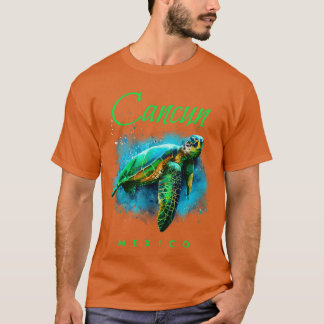 T-shirt Cancun Mexique Aquarelle Tortue de mer