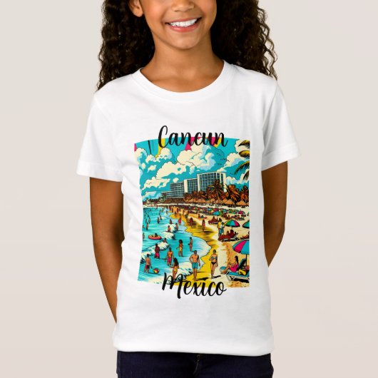 T-Shirt Cancun, Mexique avec une Vibe pop art (Devant)