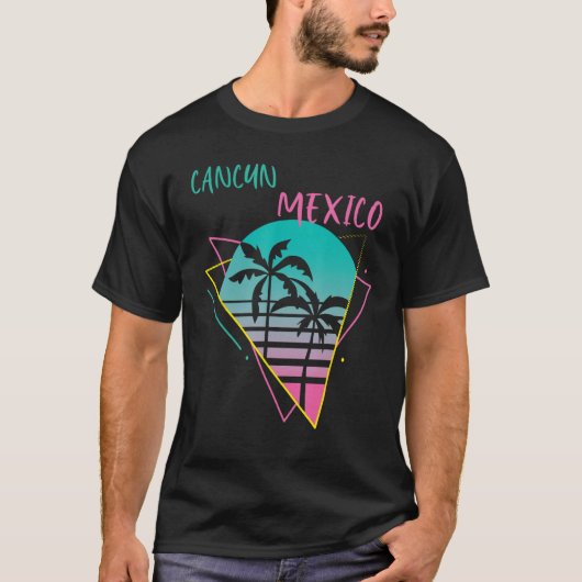 T-shirt Cancun Palm tree Mexico Vacation Beach Ocean Surfi (Devant)