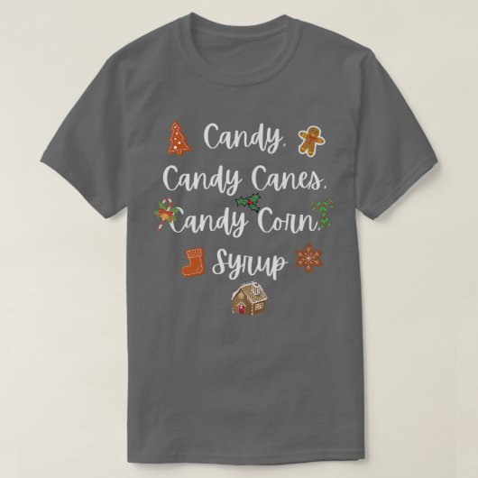 T-SHIRT CANCY, SUCRES DE CANNE, CANDY CORN, SYRUP, NOËL X (Design devant)