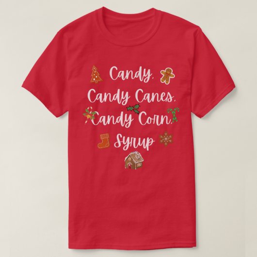 T-SHIRT CANCY, SUCRES DE CANNE, CANDY CORN, SYRUP, NOËL X (Design devant)