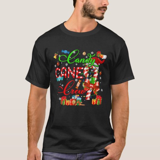 T-shirt Candies Canes Crew Noël Père Noël Candy Funny Fam (Devant)