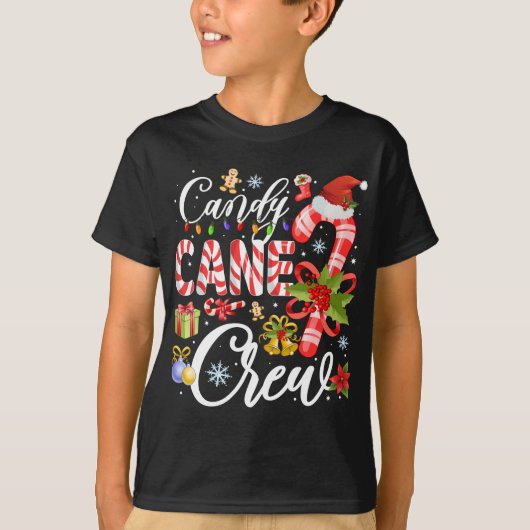 T-shirt Candy Cane Crew Christmas Xmas For Kids (Devant)