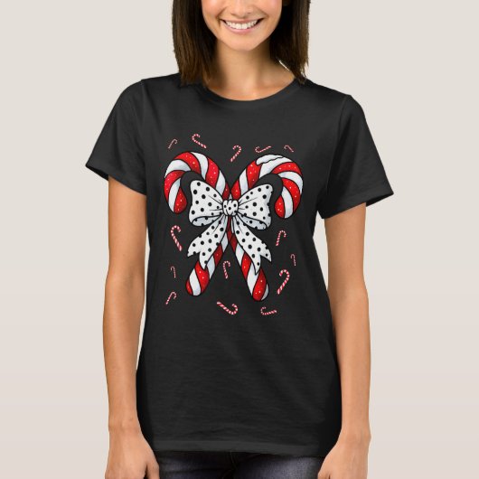 T-shirt Candy Cane Merry And Bright Red And White Candy Co (Devant)