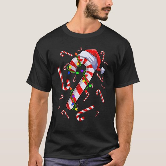 T-shirt Candy Cane Merry and Bright Red and White Candy Co (Devant)