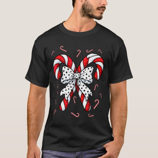 T-shirt Candy Cane Merry And Bright Red And White Candy Co (Devant)