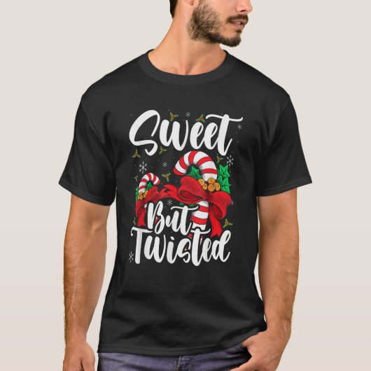 T-shirt Candy Cane Sweet But Twisted Christmas Stocking St (Devant)
