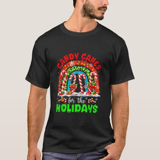 T-shirt Candy Canes For The Holidays Christmas Rainbow Col (Devant)