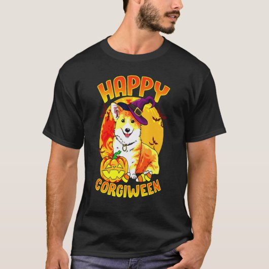 T-shirt Candy Citrouille Witch Corgi (Devant)