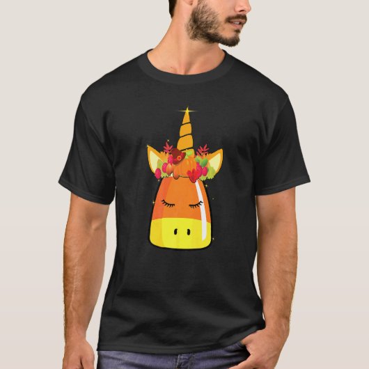 T-shirt Candy Corn Unicorn Visage Halloween Costume D (Devant)