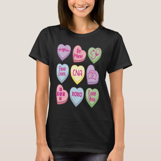T-shirt Candy Heart Conversation Nicu CNA ValentinesDay (Devant)