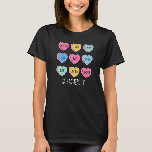 T-shirt Candy Heart Motivation Enseigner Inspirer Vie de l (Devant)