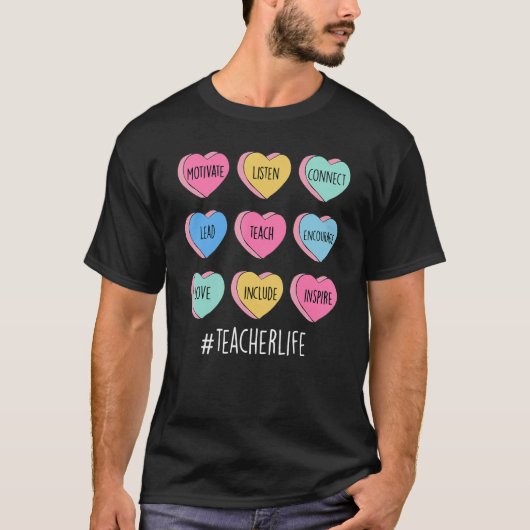 T-shirt Candy Heart Motivation Enseigner Inspirer Vie de l (Devant)