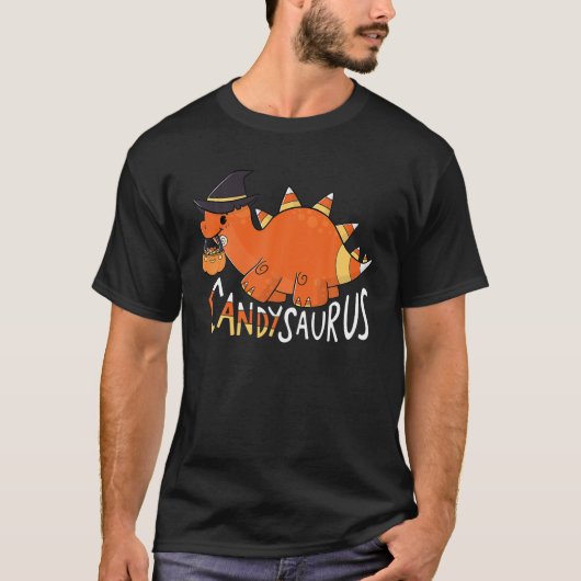 T-shirt Candysaurus Cute Dinosaur Candy Corn Halloween (Devant)