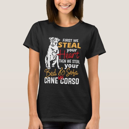 T-shirt Cane Corso Heart Bed Sofa  Slogan (Devant)