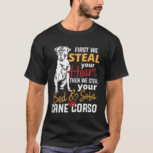 T-shirt Cane Corso Heart Bed Sofa  Slogan (Devant)