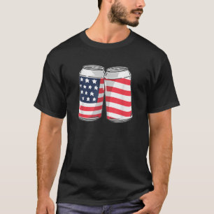 T-shirt Canettes de bière drapeau américain 4 juillet Homm