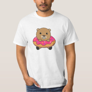 T-shirt Canettes de castor doux Donut rose