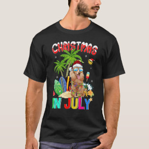 T-shirt Caniche à Santa Hat Lunettes de soleil Noël dans
