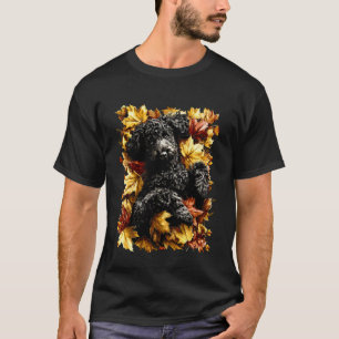 T-shirt Caniche adorable avec feuilles d'automne ambiance