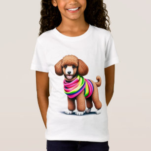 T-Shirt Caniche adorable portant une écharpe colorée