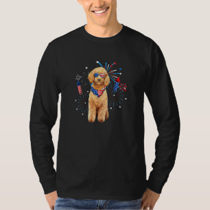 T-shirt Caniche Chien Drapeau Américain Usa 4 Juillet Homm