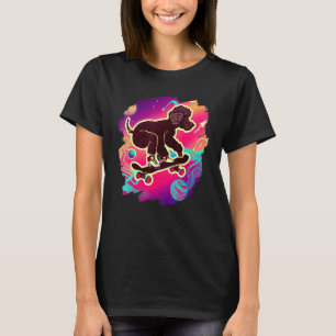 T-shirt Caniche en skateboard dans l'espace rétro vintage