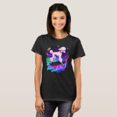 T-shirt Caniche faisant du skateboard dans l'espace rétro (Devant entier)