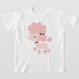 T-shirt Caniche français de dessin animé rose