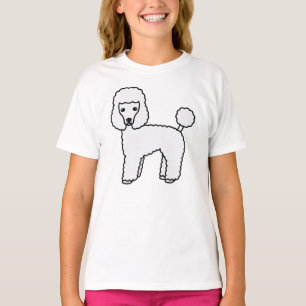 T-shirt Caniche jouet blanc Chien de dessin animé mignon