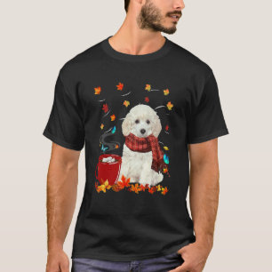 T-shirt Caniche jouet blanc chocolat chaud d'automne