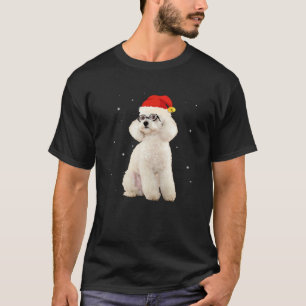 T-shirt Caniche miniature en chapeau de Père Noël avec nei
